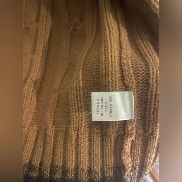 BANANA REPUBLIC MEN’s CHUNKY  YARN ZIPPED TAN CARDIGAN Sweater Lrg COZY - Picture 8 of 10